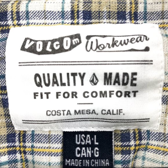 VOLCOM Workwear Fit for Comfort Plaid Long Sleeve Button Up Shirt Size L - Picture 15 of 16